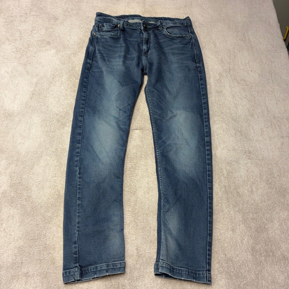 Philipp Plein Homme Blue Jeans Slim Straight Faded Luxury Designer Mens 32x30